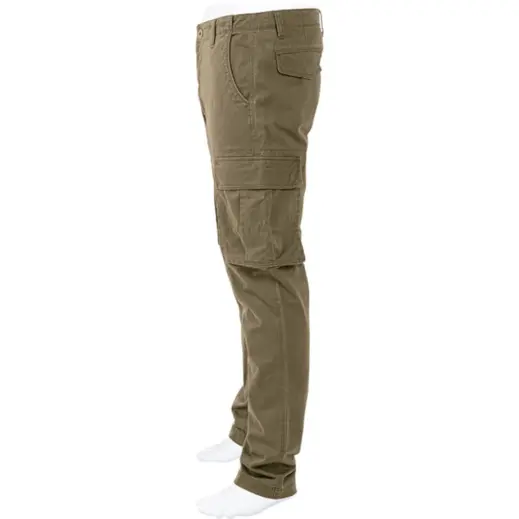 Mens Heritage Slim Fit Cargo Trousers Khaki Side